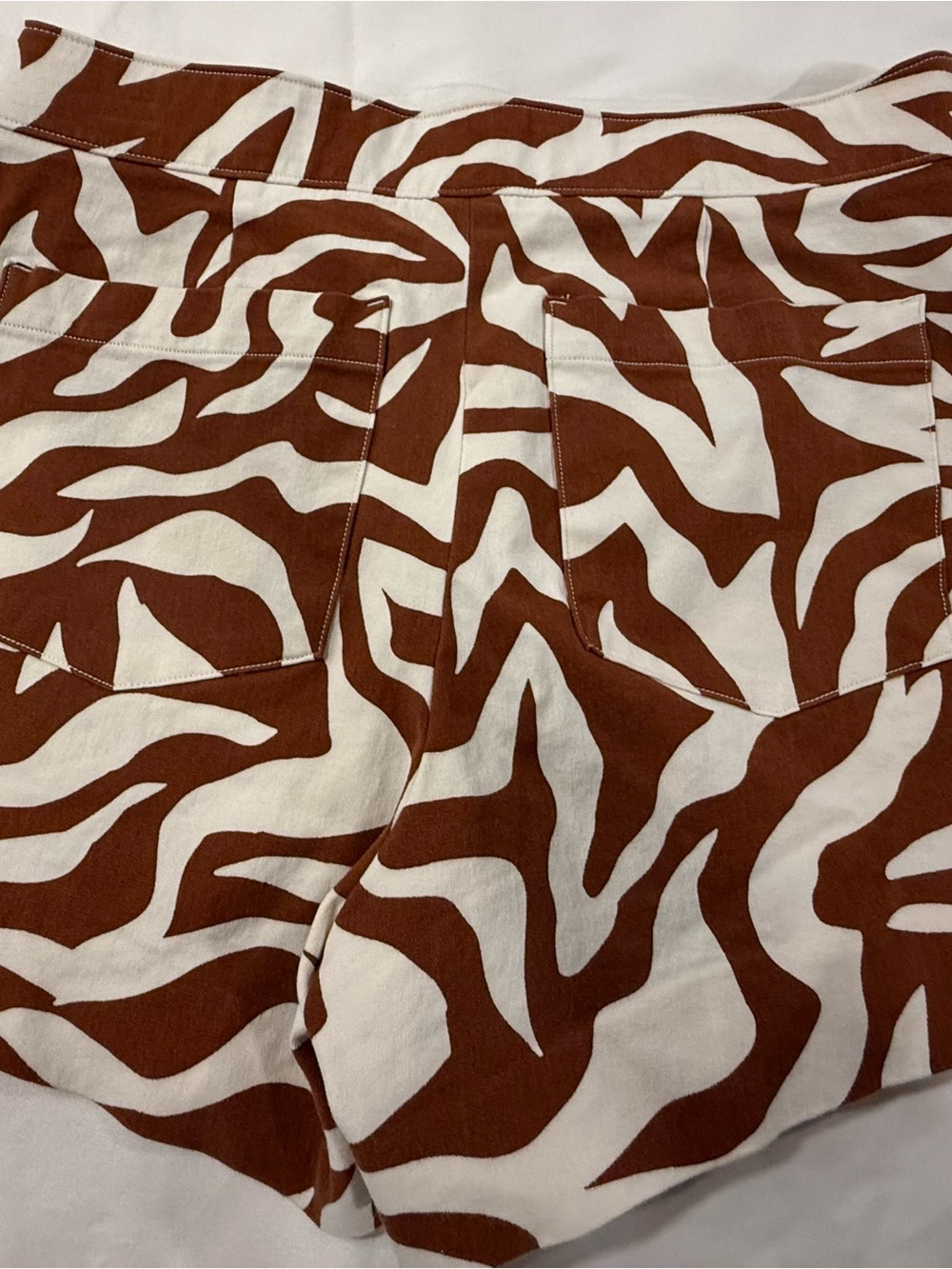 SPANX Brown and White Zebra-Print Shorts